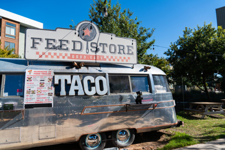 Taco Food Truck in Steamline Trailer at the Domain in Austin Texas